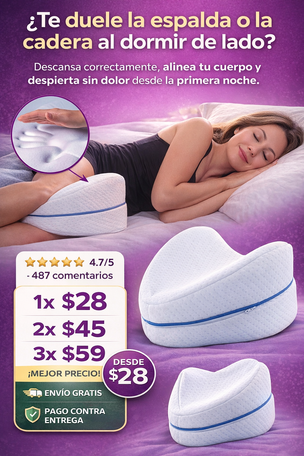 OrthoSleep™ - Cojín Alineador de Cadera