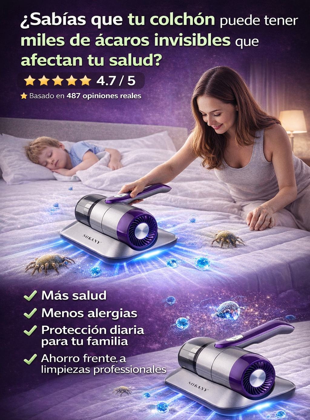 ASPIRADORA REMOVEDOR DE ACAROS 300W